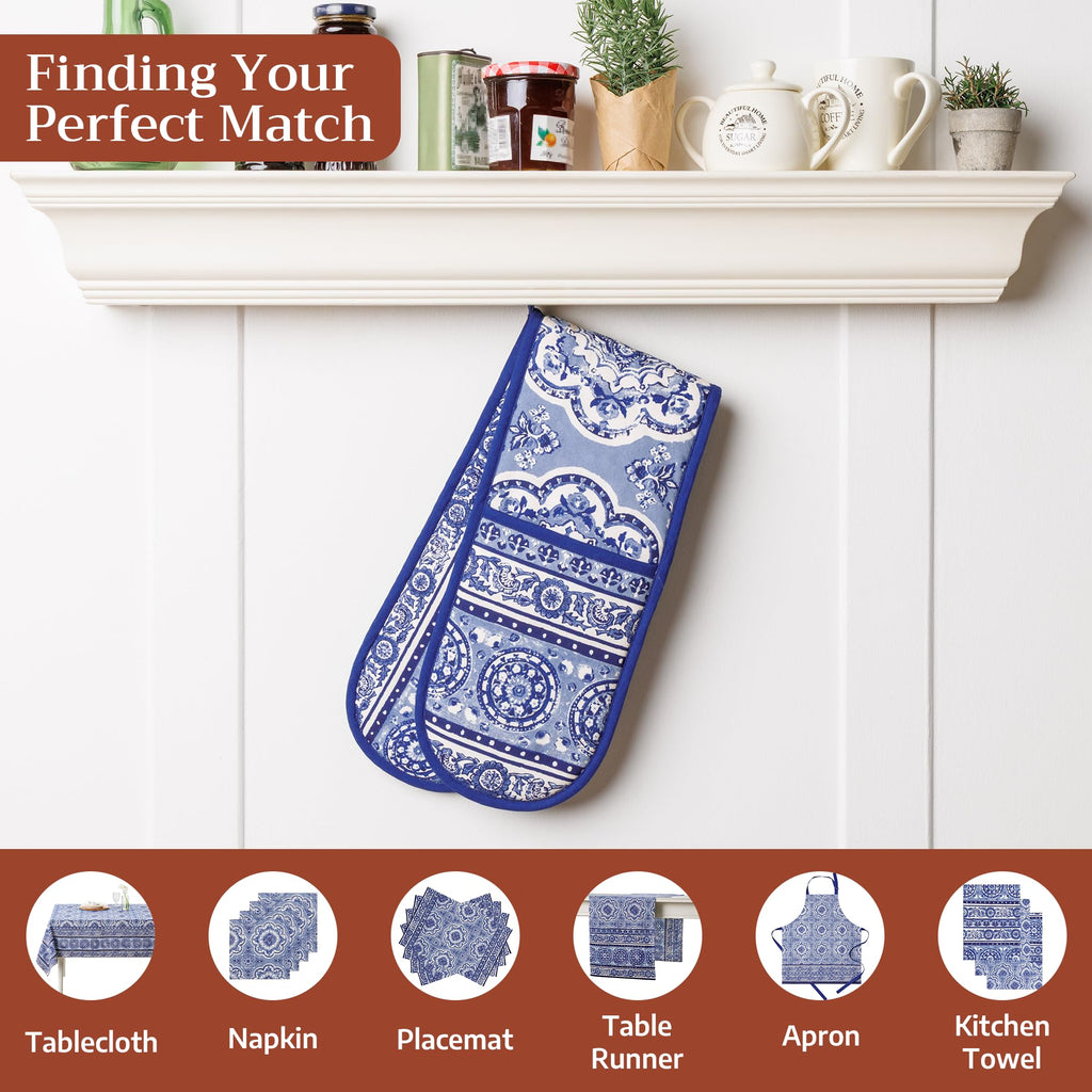 Melodie Bleue Double Oven Mitts