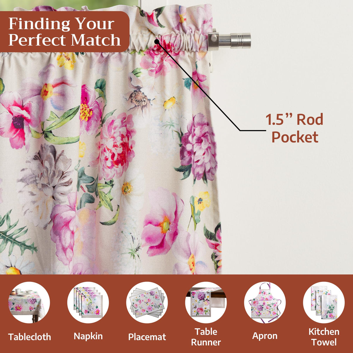 Pivoine Kitchen Curtains