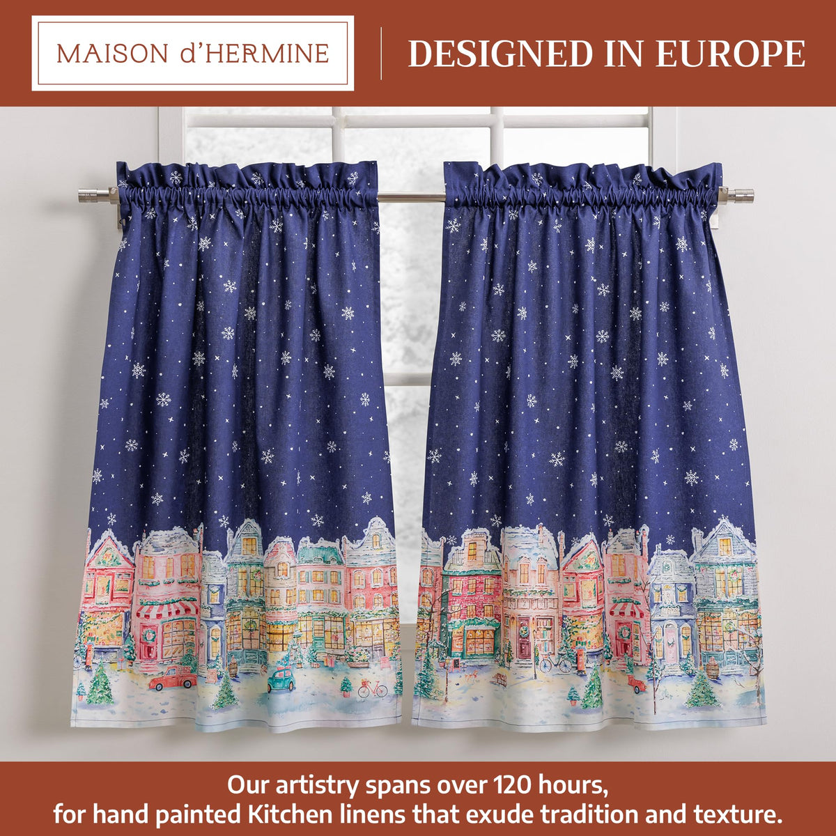 Christmas Market Kitchen Curtains