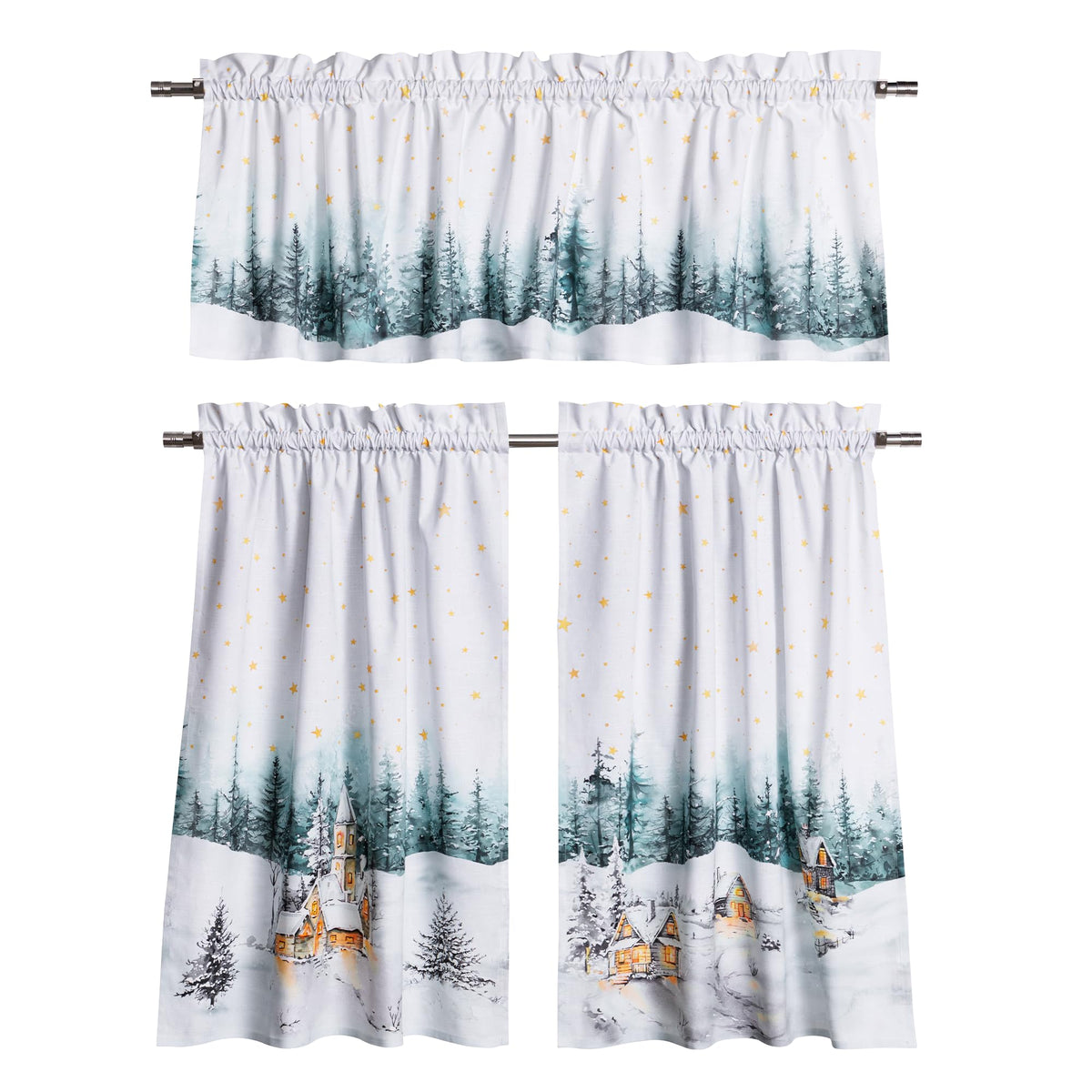 Neige de noel Kitchen Curtains