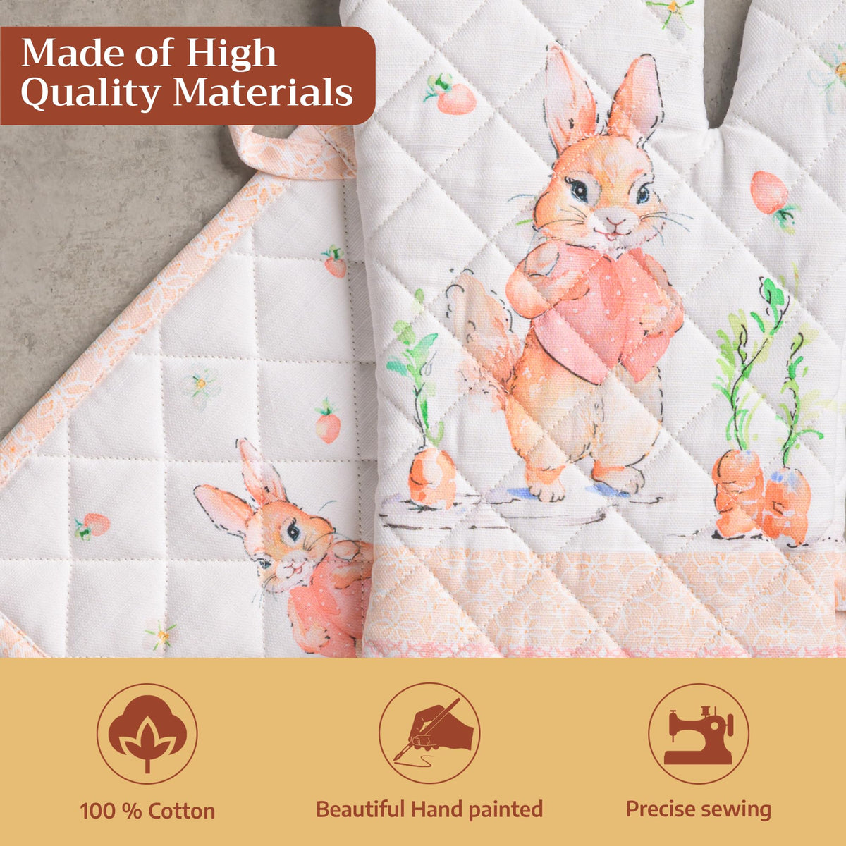 Bunny Party Oven Mitts + Pot Holders