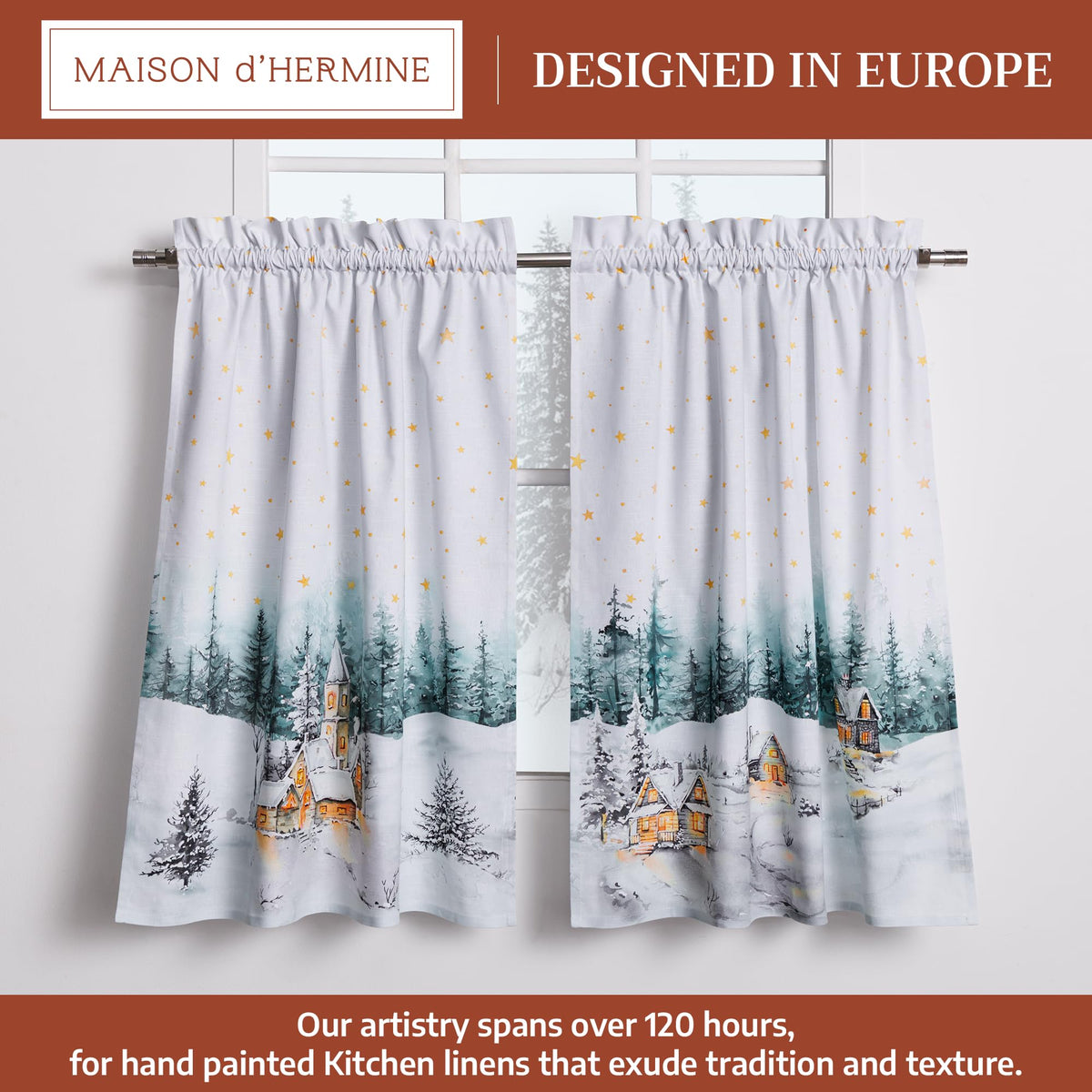 Neige de noel Kitchen Curtains
