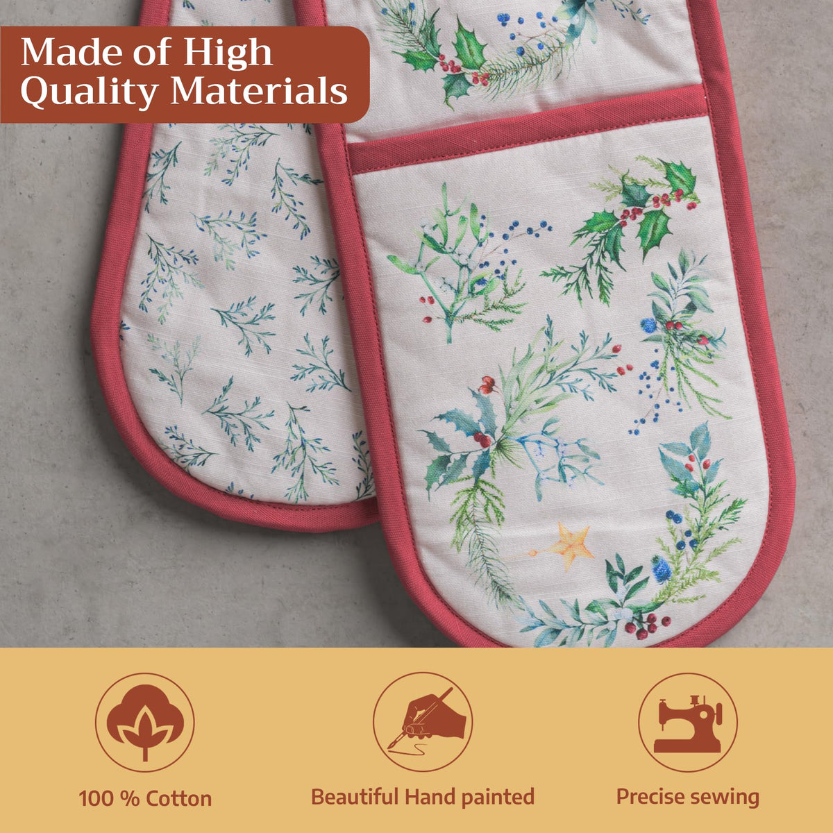 Holly Time Double Oven Mitts