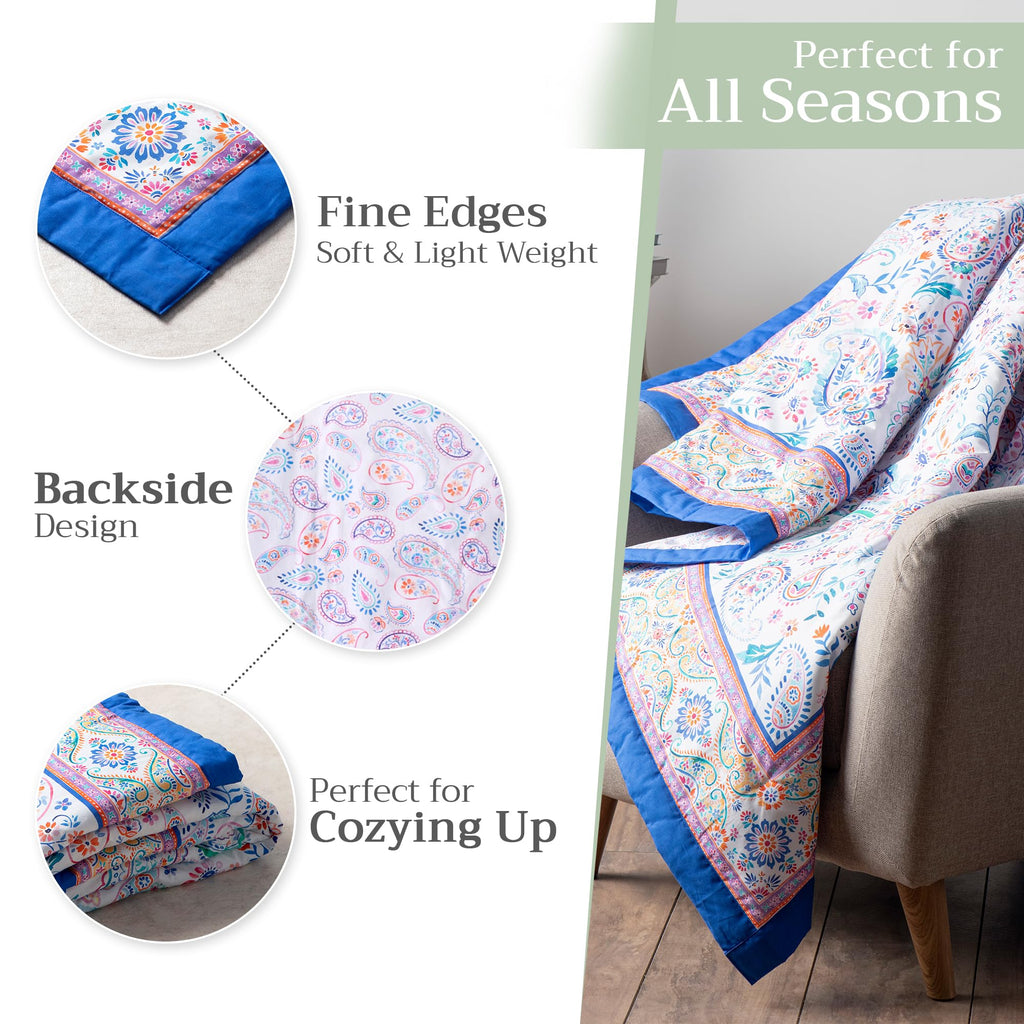Indian Floral Throw Blankets