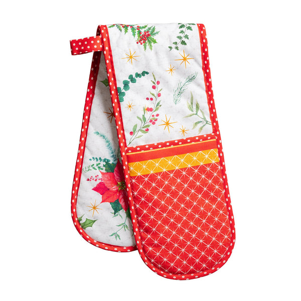Poinsettia Christmas Double Oven Mitts