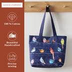 Birdies on Wire Canvas Tote Bags
