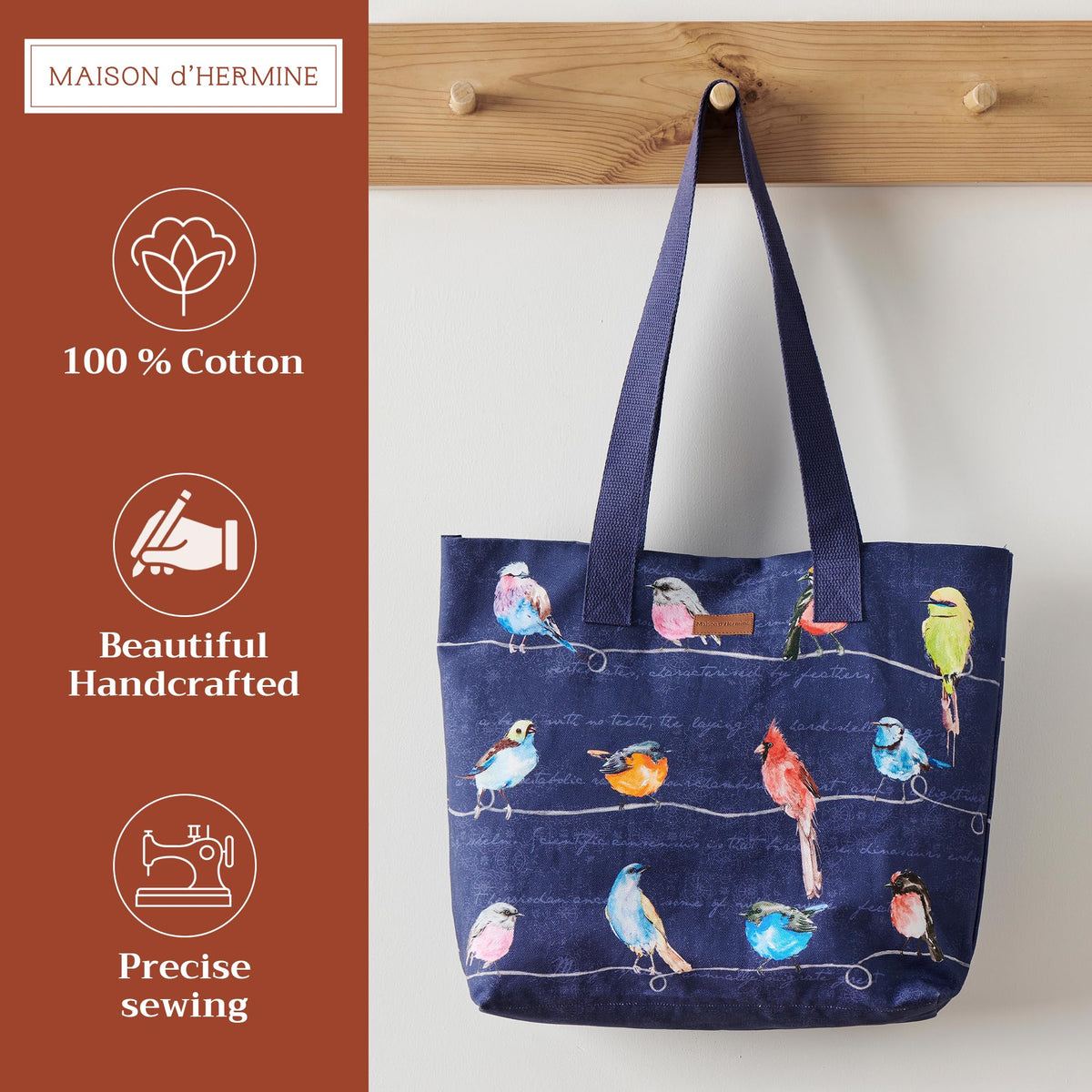 Birdies on Wire Canvas Tote Bags