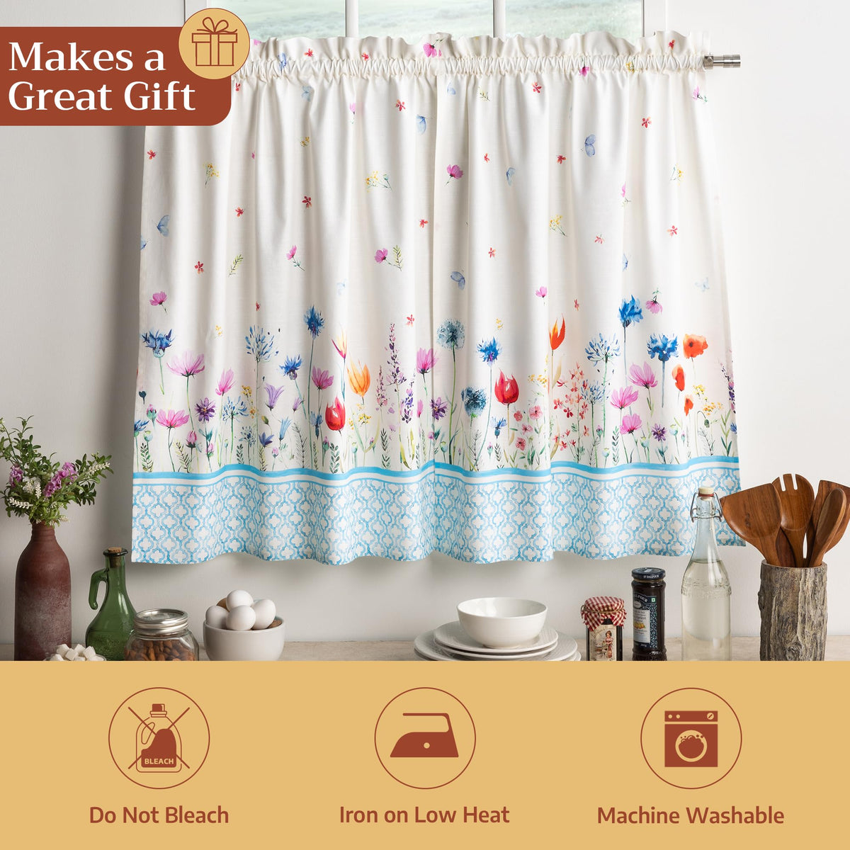 Flower In The Field Kitchen Curtains