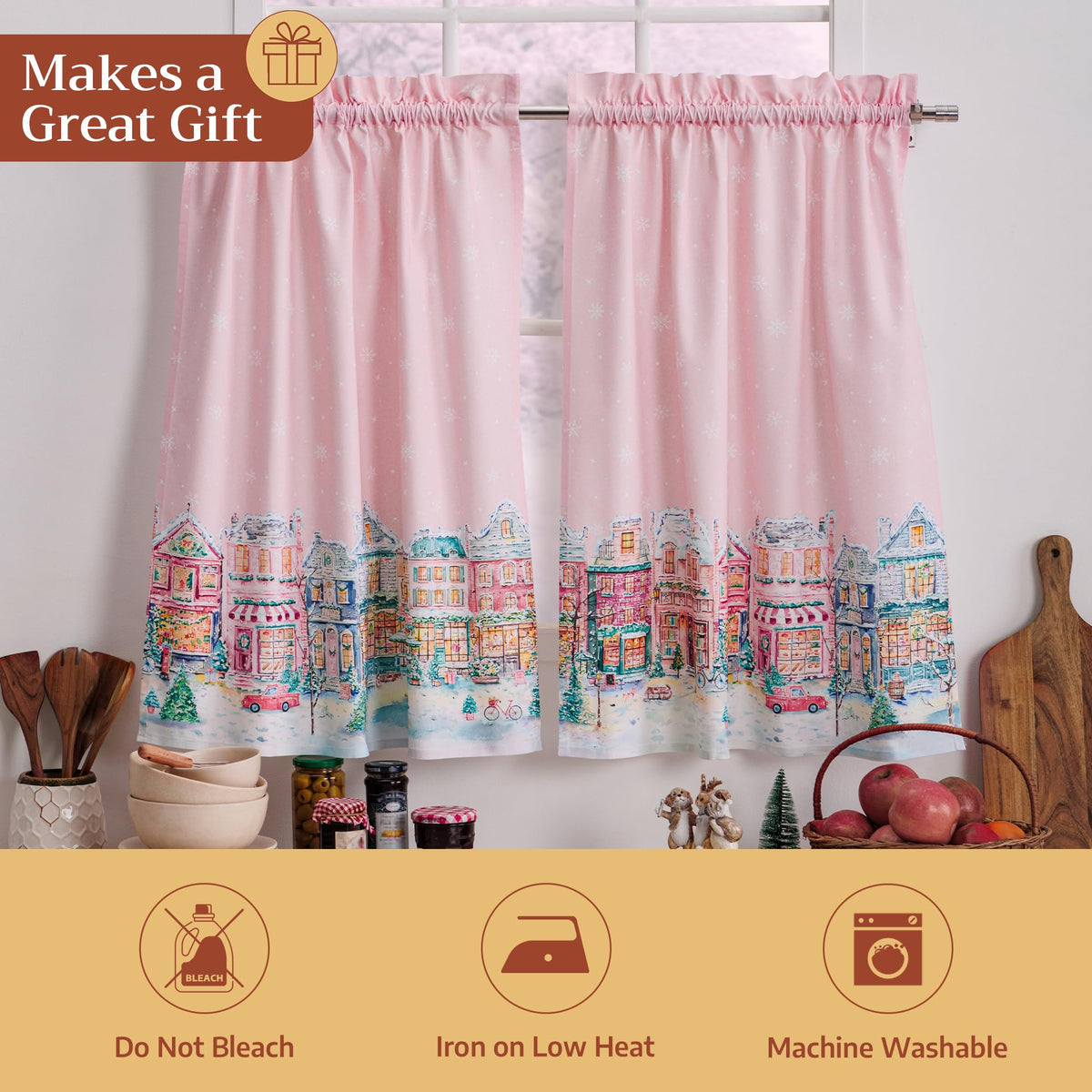 Christmas Market Kitchen Curtains