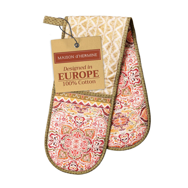 Damask Double Oven Mitts