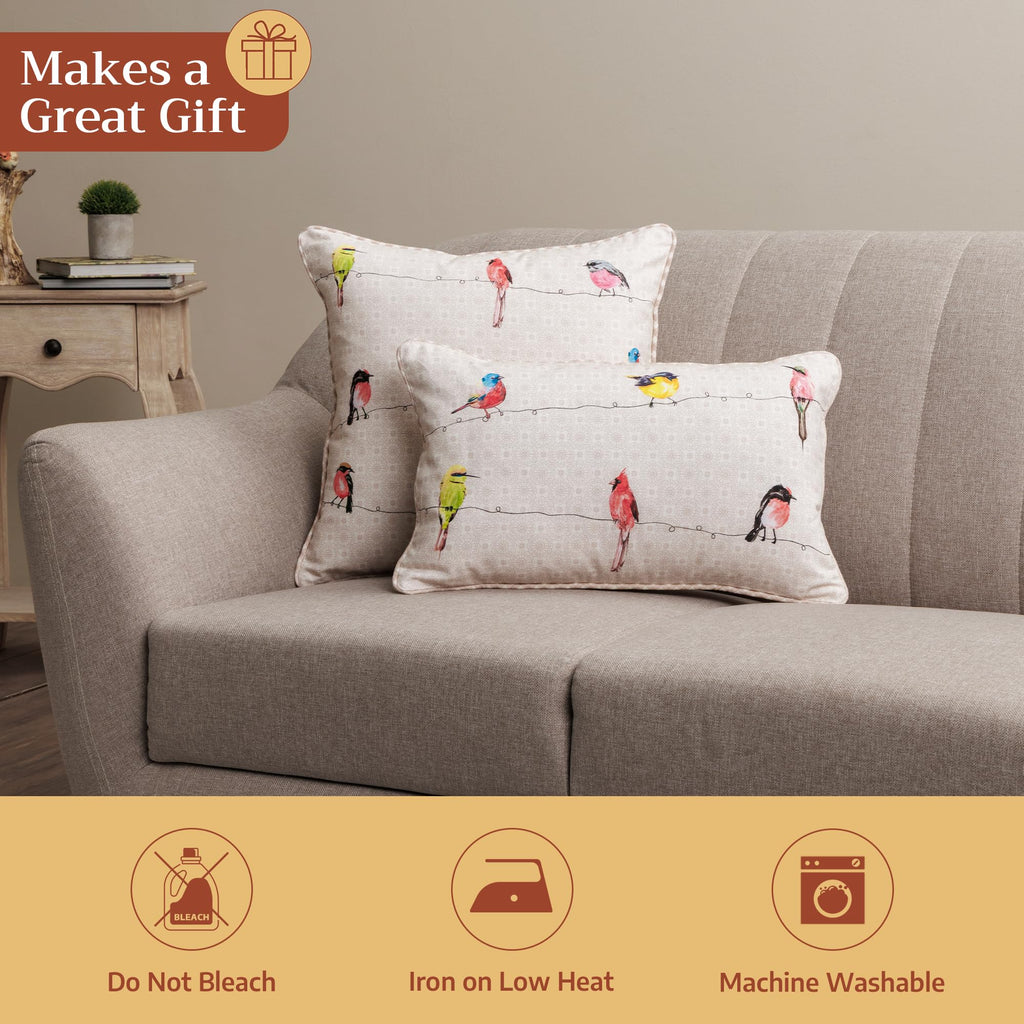 Birdies On Wire Throw Pillow Covers
