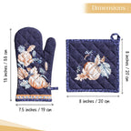 Pumpkin Blues Oven Mitts + Pot Holders