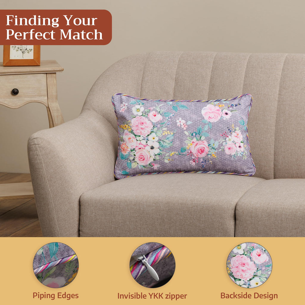 Sweet Rose Lavender Throw Pillow Covers