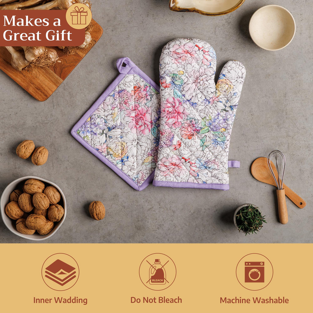 Floral Love Oven Mitts + Pot Holders