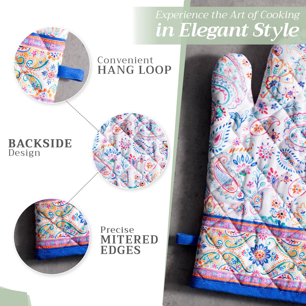 Indian Floral Oven Mitts + Pot Holders