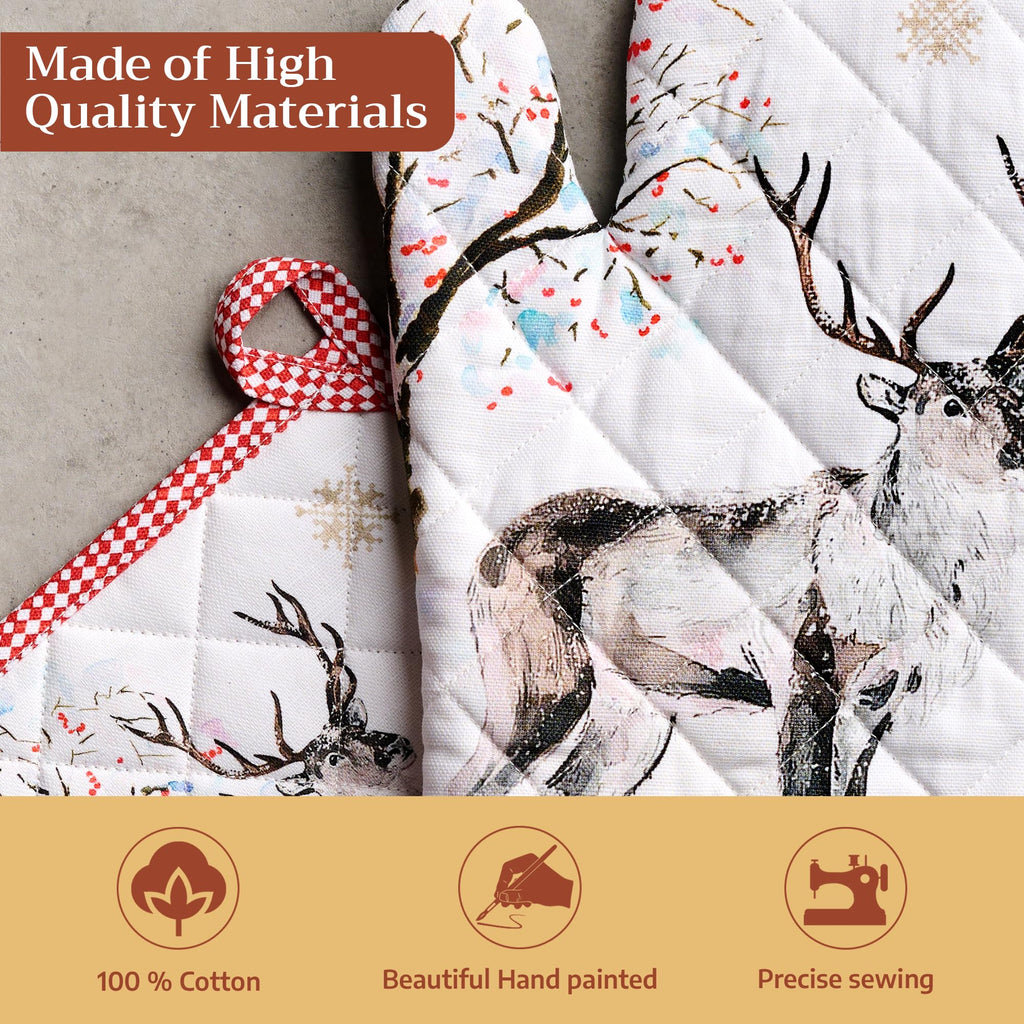 Rural Christmas Oven Mitts + Pot Holders
