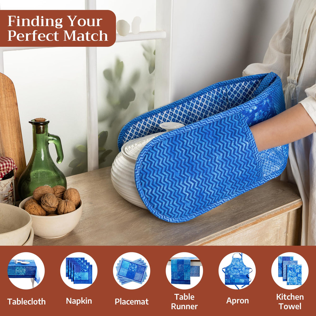 Indigo Love Double Oven Mitts