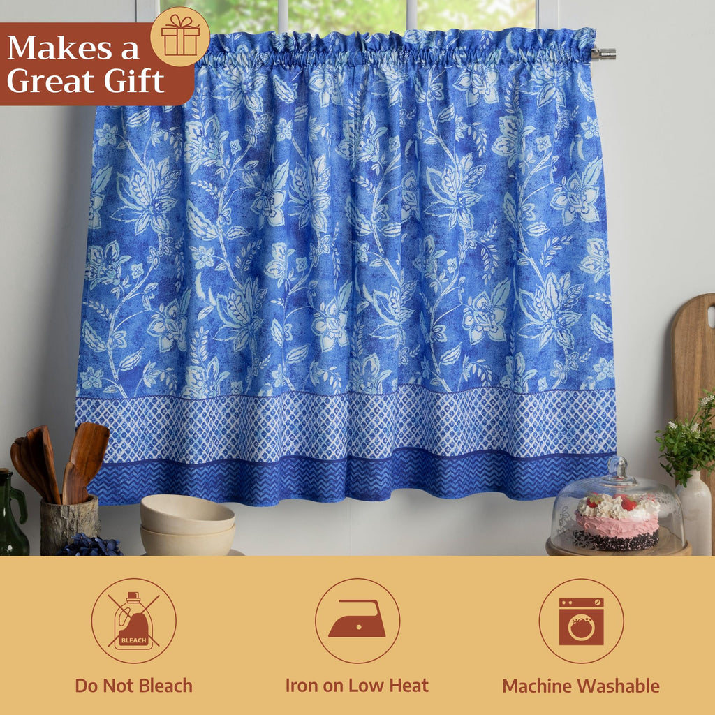 Indigo Love Kitchen Curtains