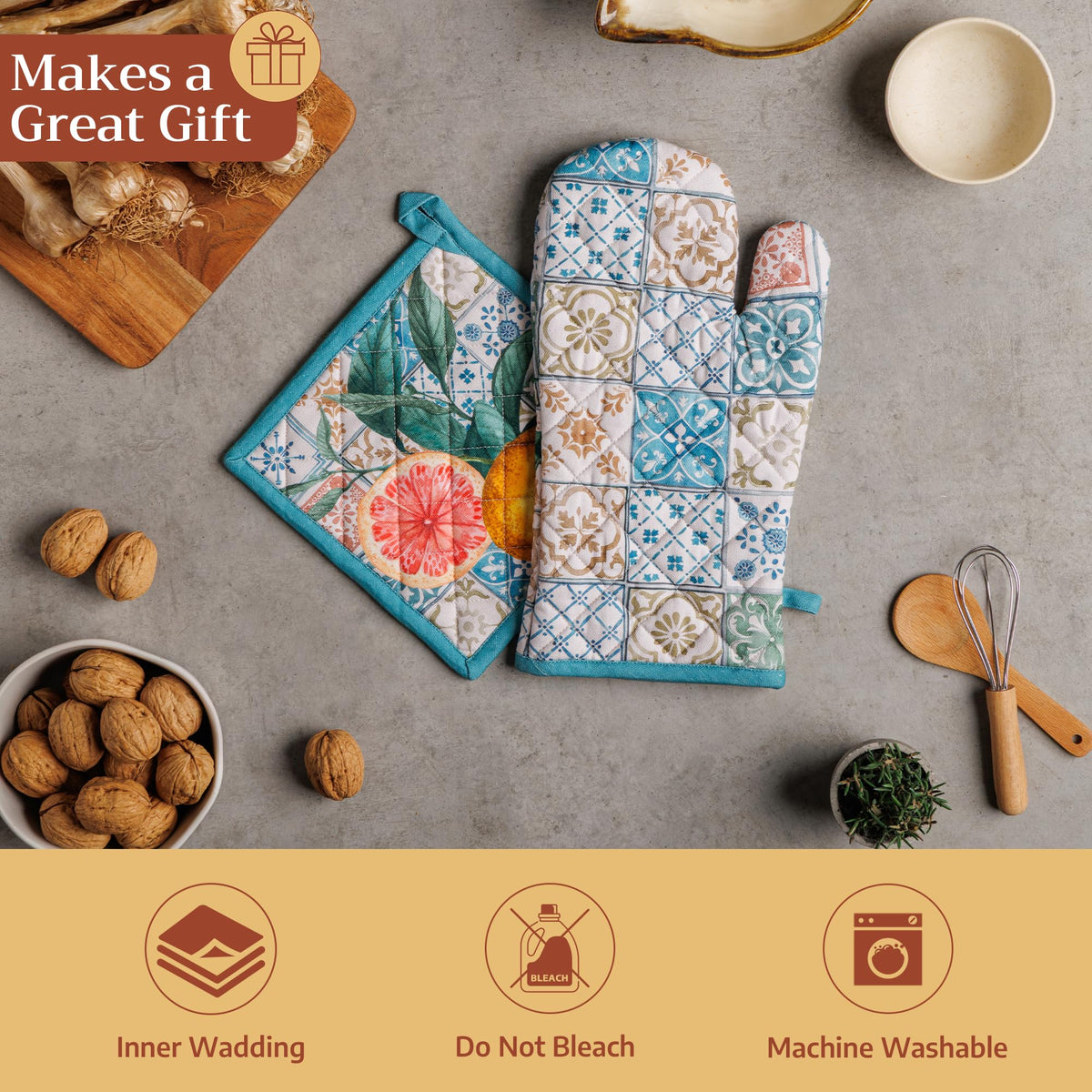 Agrume Oven Mitts + Pot Holders