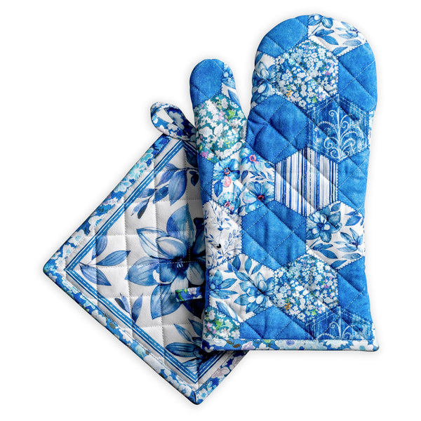 Summer Blues Oven Mitts + Pot Holders