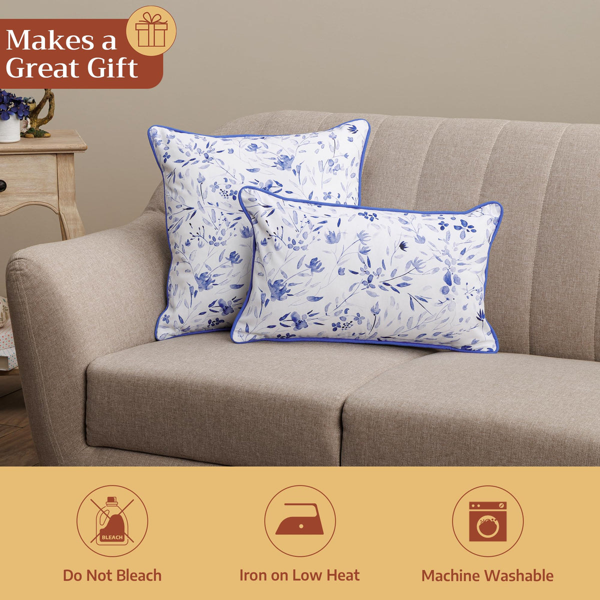 Summer Blues Throw Pillow Covers