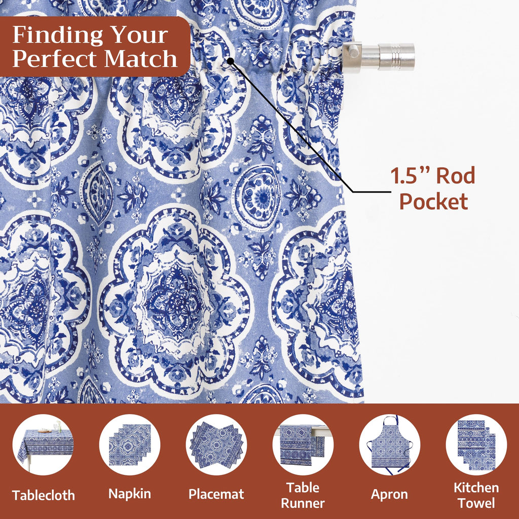 Melodie Bleue Kitchen Curtains