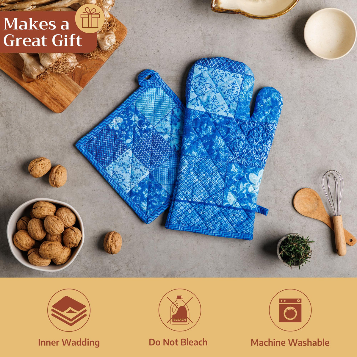 Indigo Love Oven Mitts