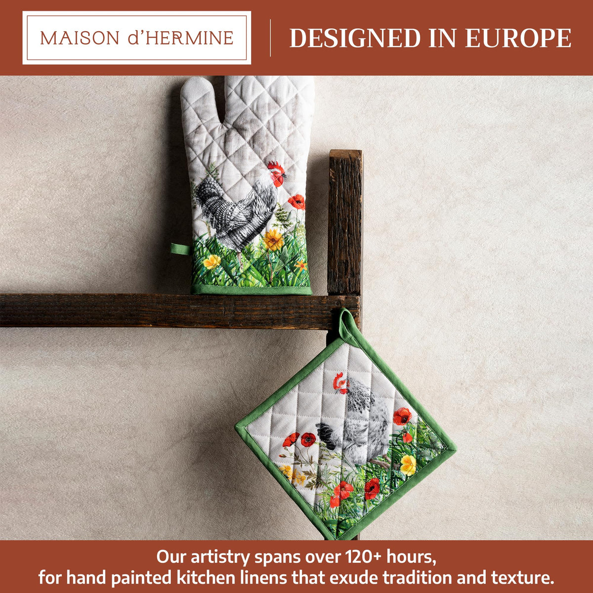 Basse Cour Oven Mitts + Pot Holders