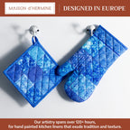 Indigo Love Oven Mitts + Pot Holders