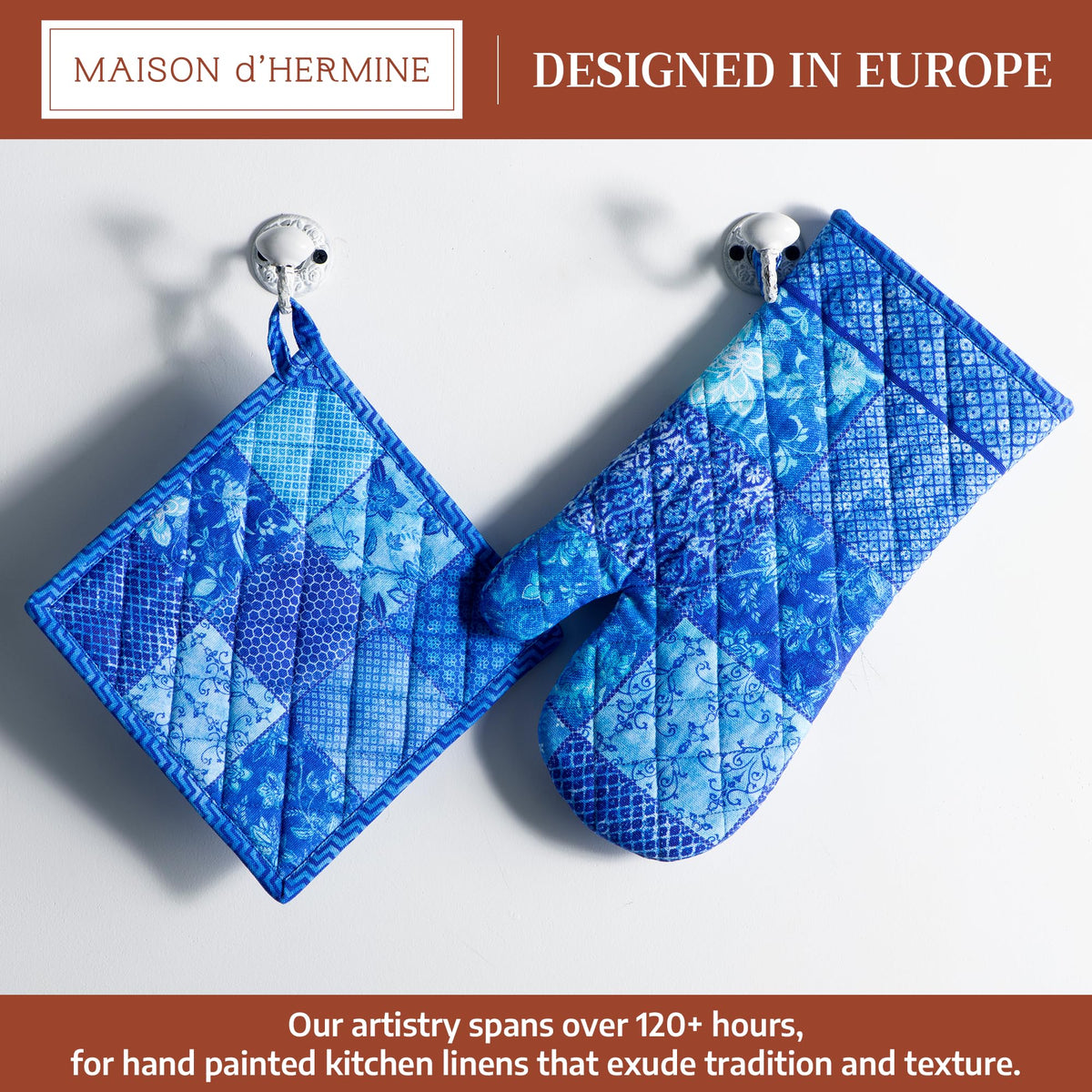 Indigo Love Oven Mitts + Pot Holders