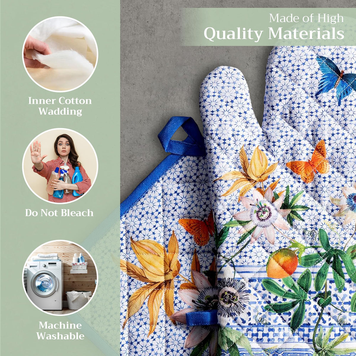 Passiflora Oven Mitts + Pot Holders