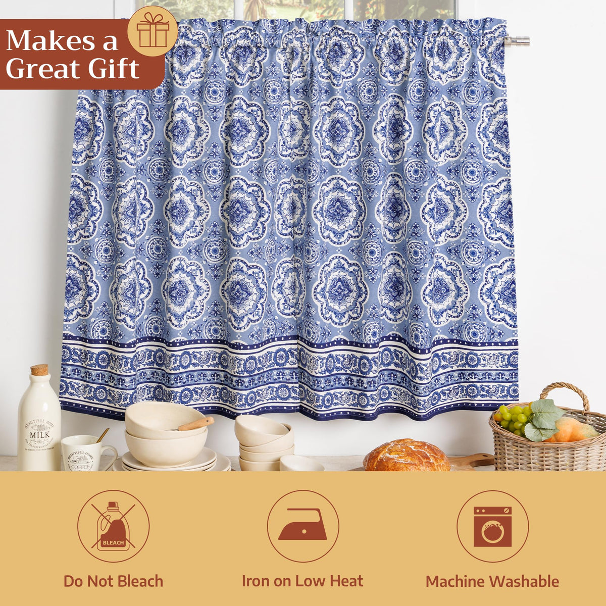 Melodie Bleue Kitchen Curtains