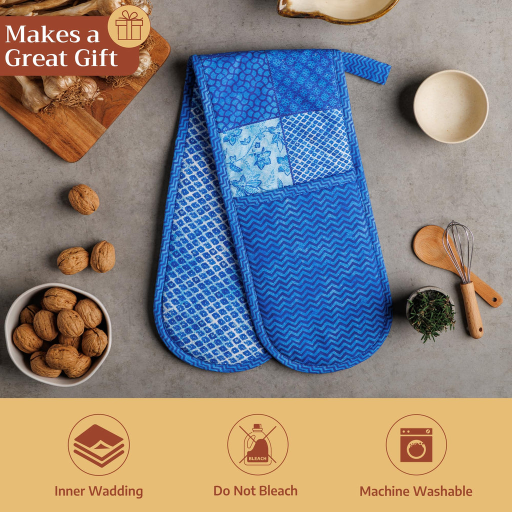 Indigo Love Double Oven Mitts