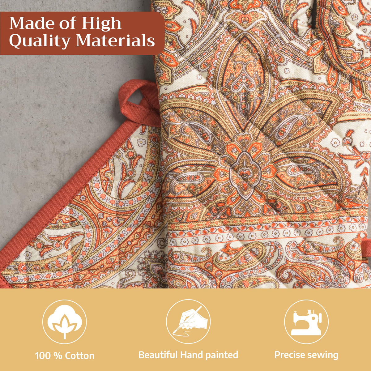 Kashmir Paisley Oven Mitts + Pot Holders