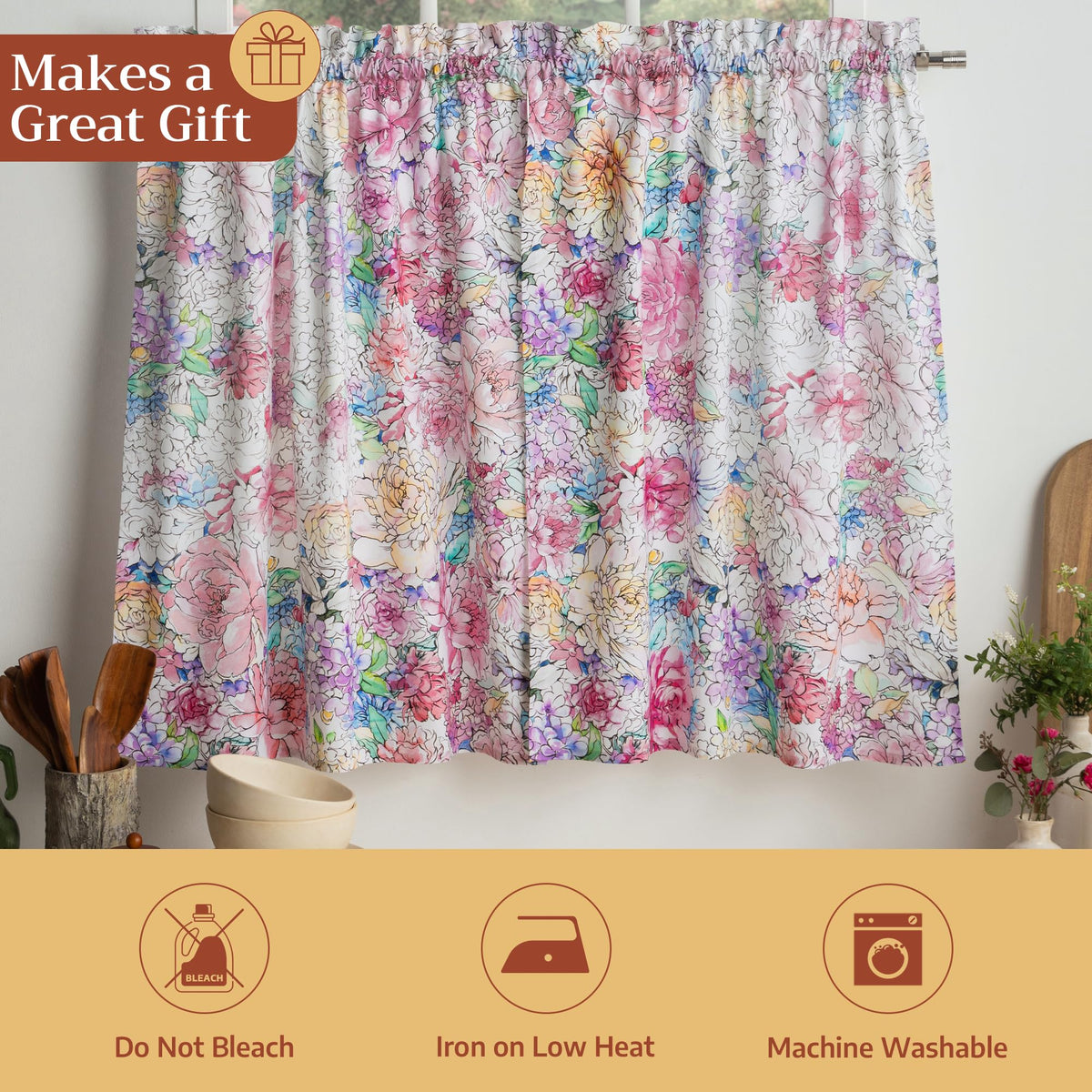 Floral Love Kitchen Curtains