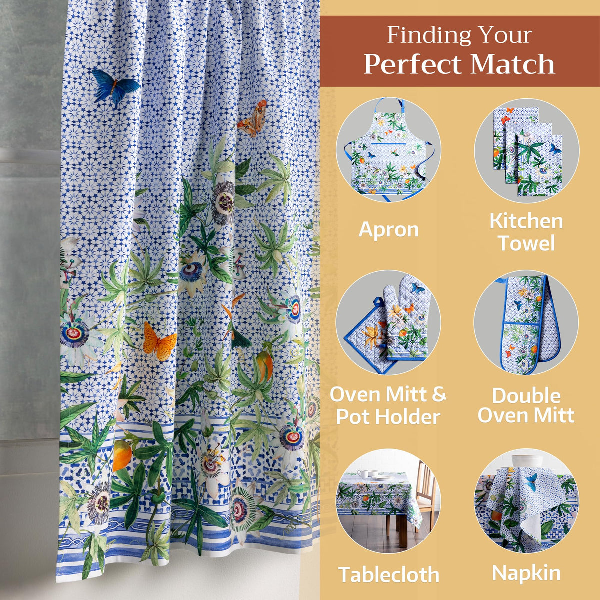 Passiflora Kitchen Curtains