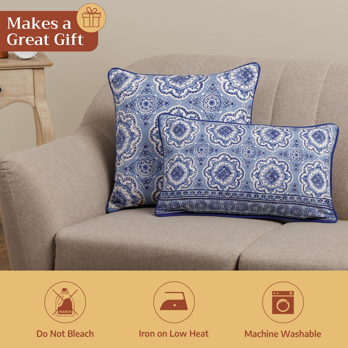 Melodie Bleue Throw Pillow Covers
