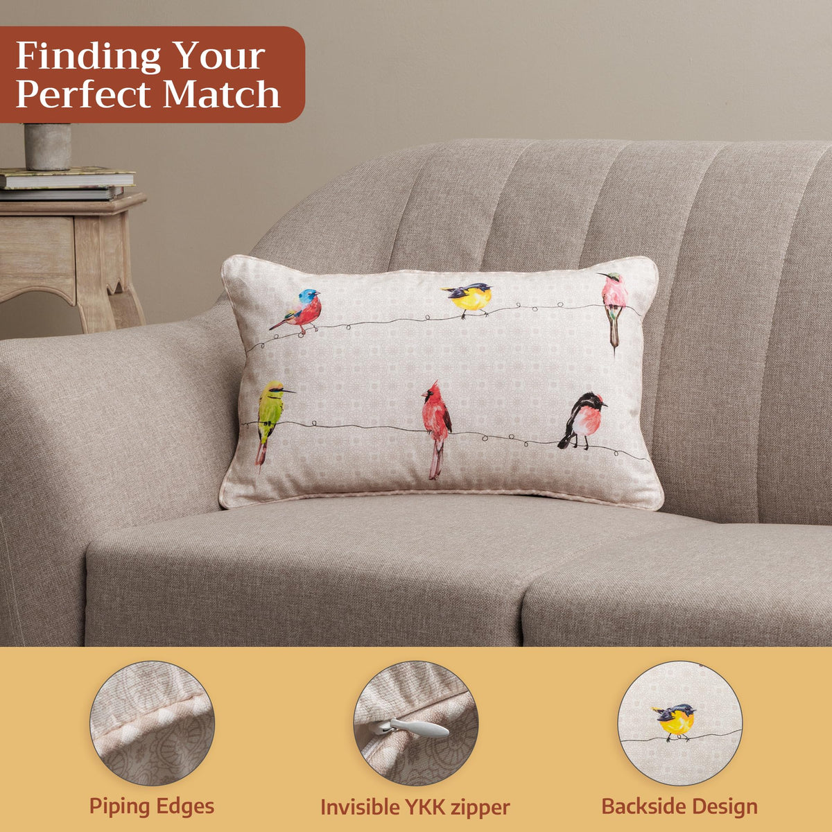 Birdies On Wire Throw Pillow Covers