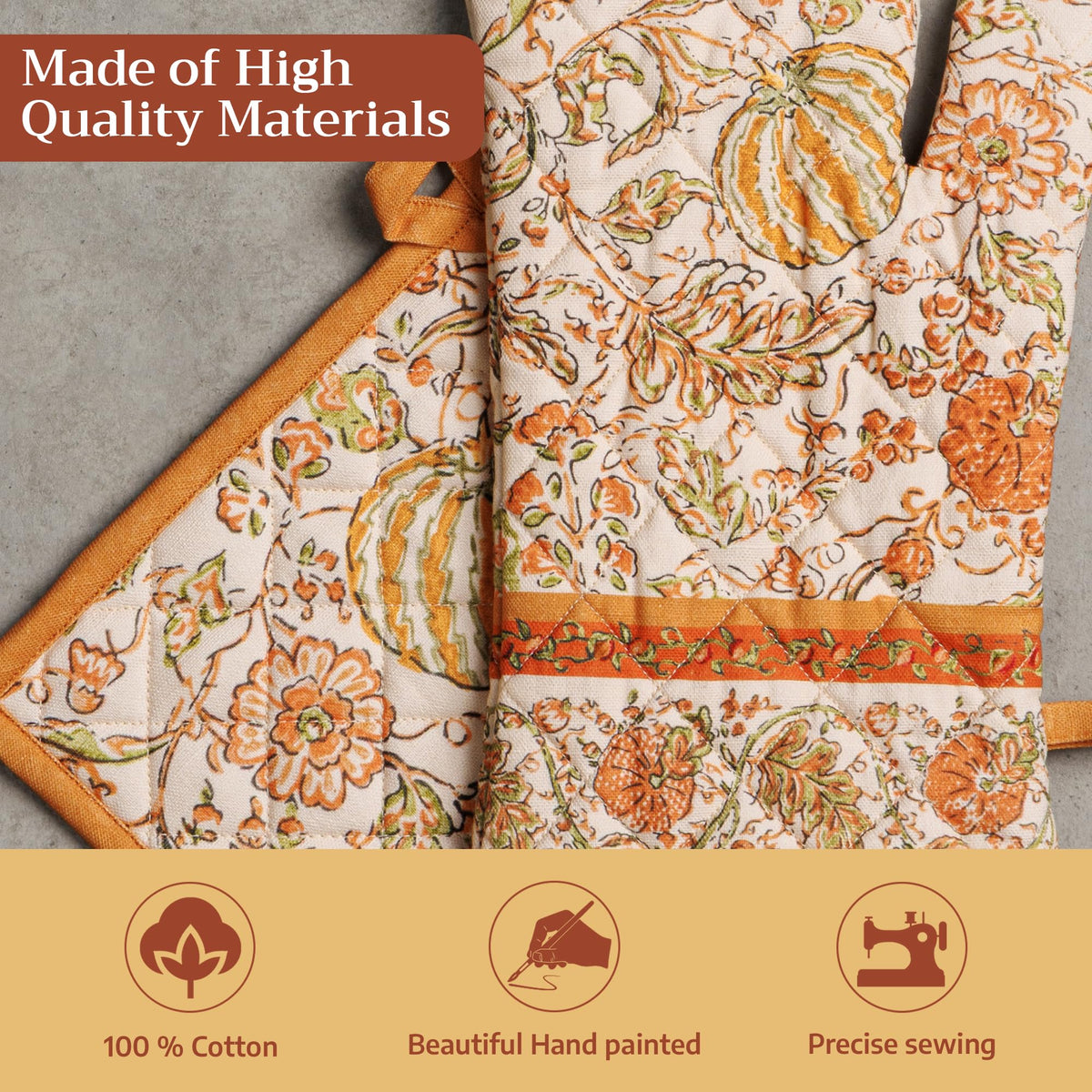 Pumpkin Spice Oven Mitts + Pot Holders