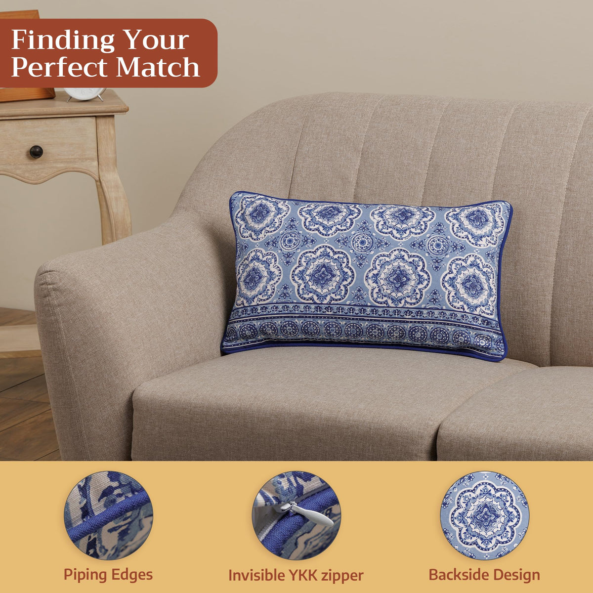 Melodie Bleue Throw Pillow Covers
