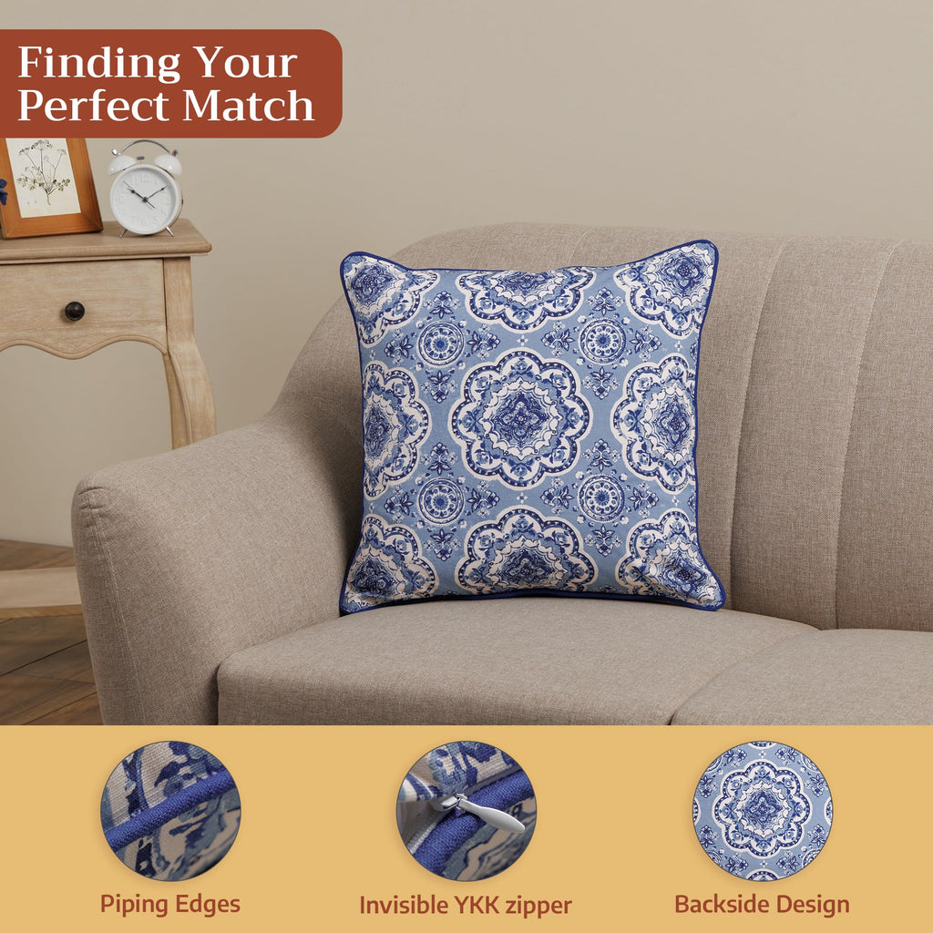 Melodie Bleue Throw Pillow Covers