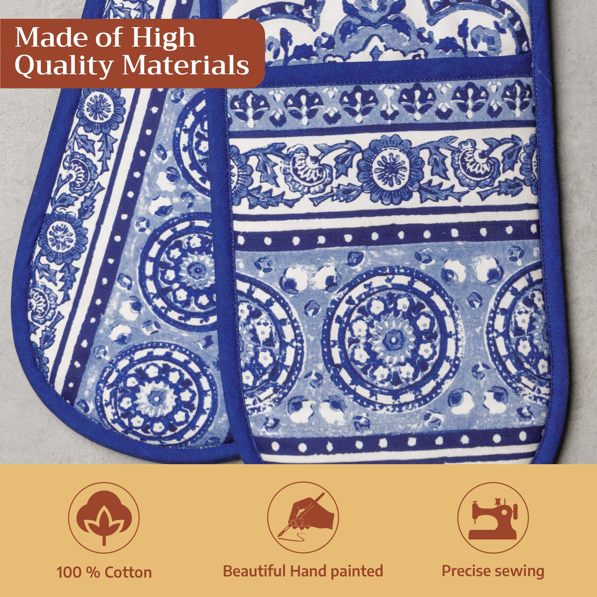 Melodie Bleue Double Oven Mitts