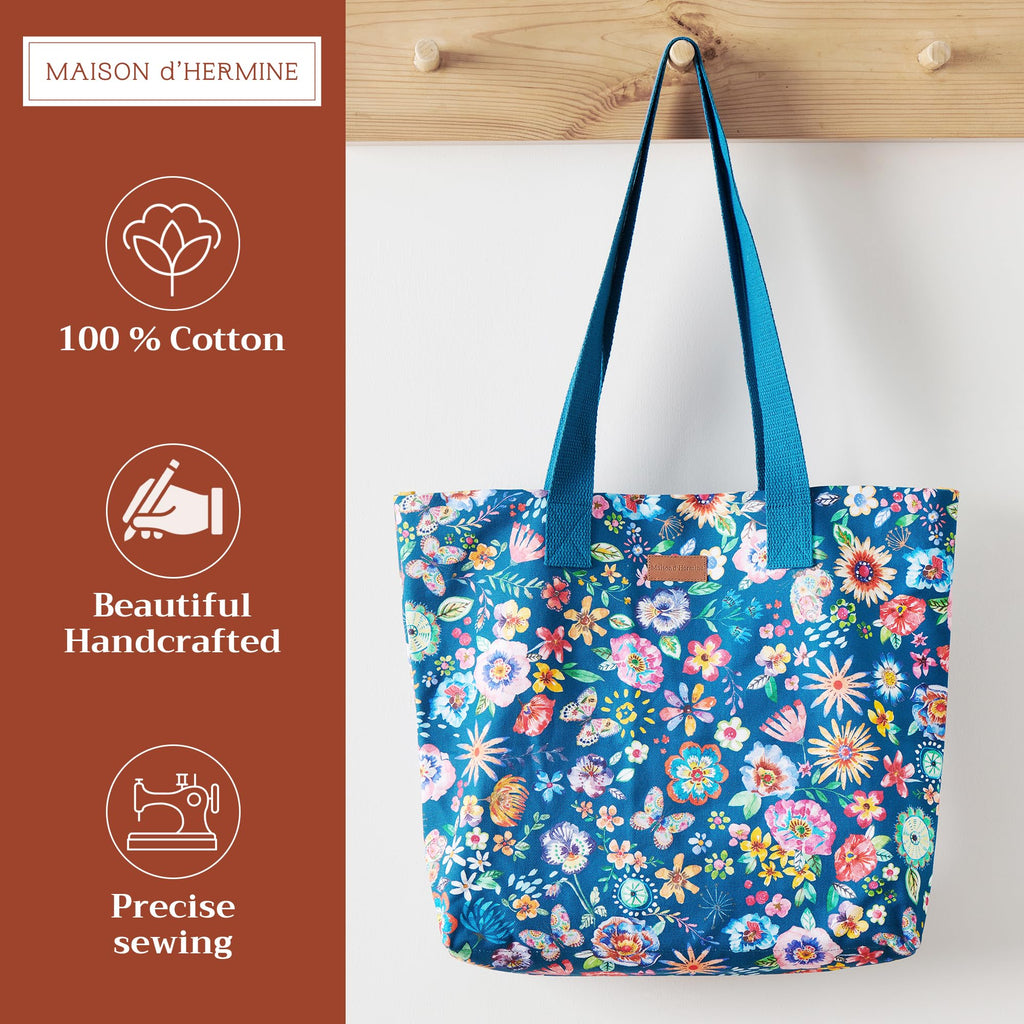 Happy Florals Canvas Tote Bags