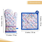 Indian Floral Oven Mitts + Pot Holders