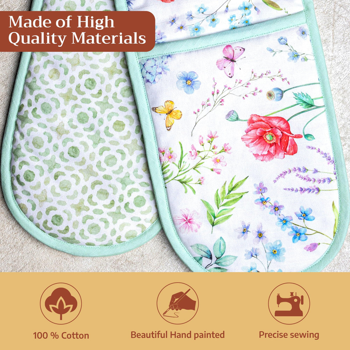 Just Floral Double Oven Mitts