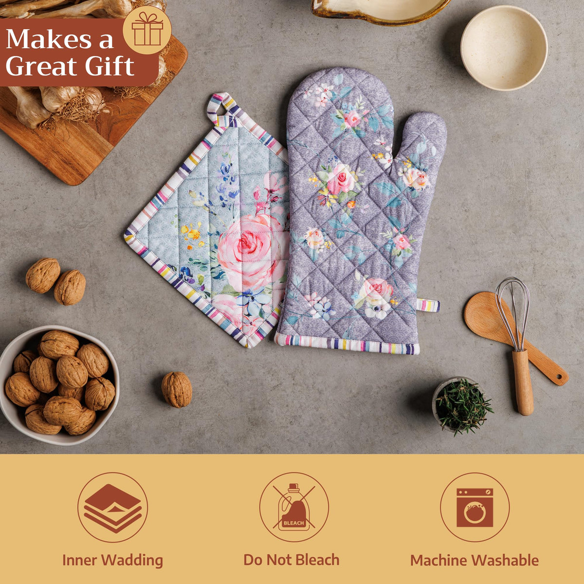 Sweet Rose Lavender Oven Mitts