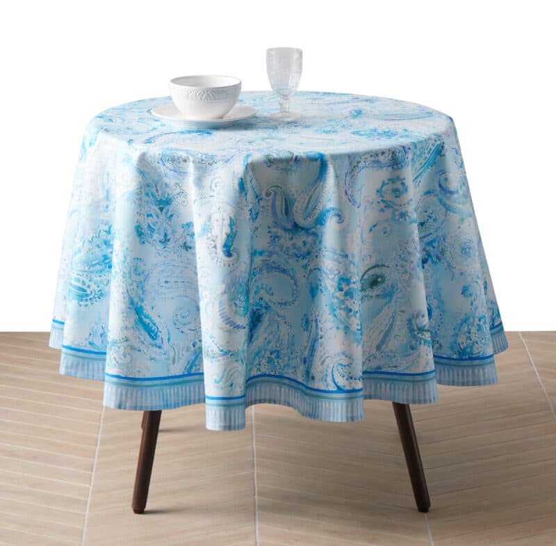 Paisley Blues Round Tablecloth