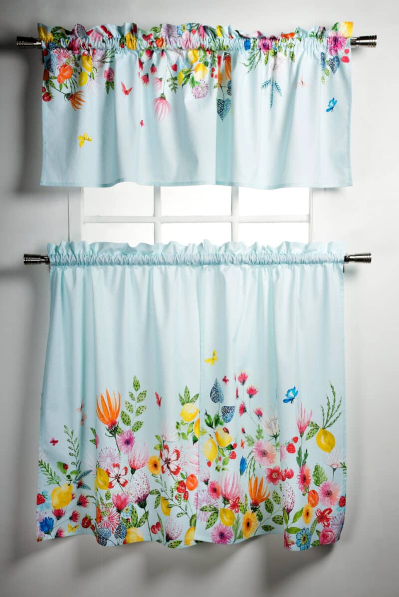Jardin D'et mint Kitchen Curtain