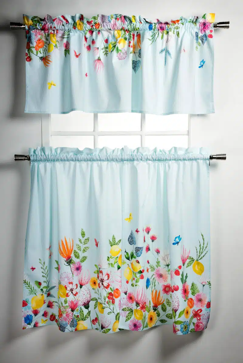 Jardin D'et mint Kitchen Curtain