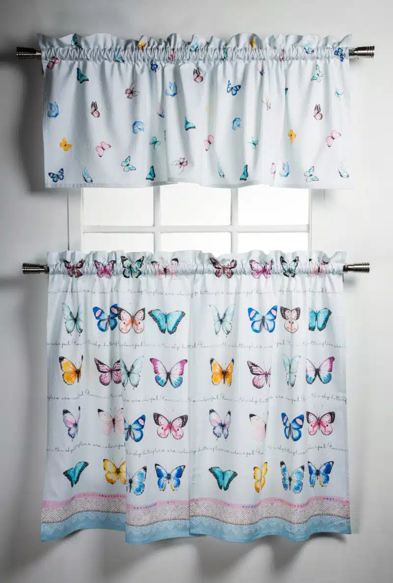 Blossoms In Spring - Butterfly Kitchen Curtain